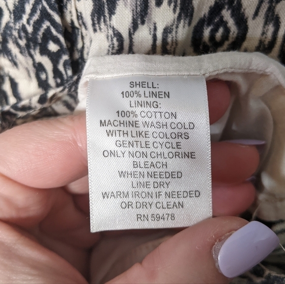 Like-New 100% Linen Cynthia Rowley Bohemian Printed Sleeveless Dress Size 6 - Picture 7 of 7